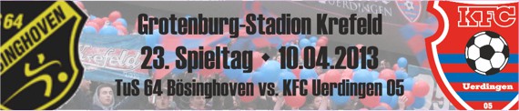 Banner des Nachholspiels vom 23. Spieltag gegen TuS 64 Bösinghoven