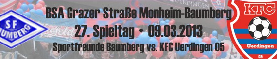 Banner des 27. Spieltags bei den Sportfreunden Baumberg