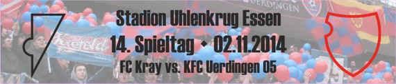 Banner des 14. Spieltags beim FC Kray