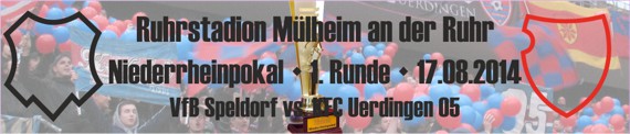 Banner der 1. Runde des Niederrheinpokals beim VfB Speldorf