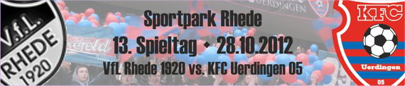 Banner des 13. Spieltags beim VfL 1920 Rhede