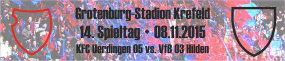 Banner des 14. Spieltags gegen den VfB 03 Hilden