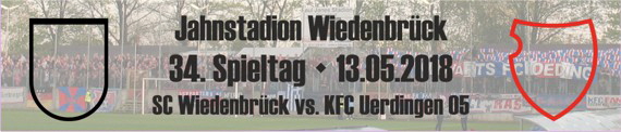 Banner des 34 Spieltags beim SC Wiedenbrück