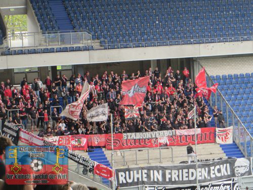 Fans des Hallschen FC in Duisburg